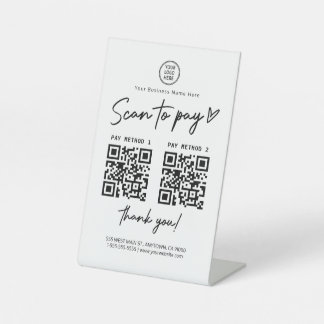 Signe De Table Analyser pour payer le code Qr