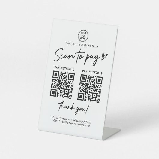 Signe De Table Analyser pour payer le code Qr (Recto)