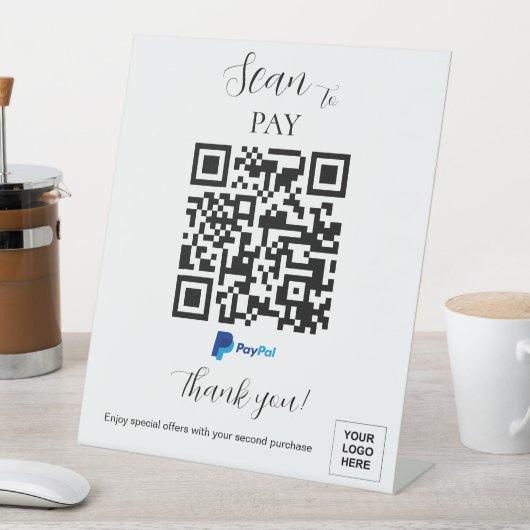 Signe De Table Analyser pour payer le code QR (In SItu)