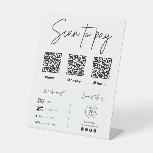 Signe De Table Analyser pour payer le code QR (Recto)