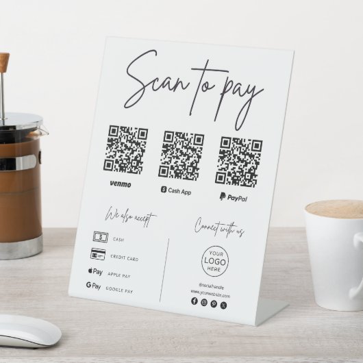 Signe De Table Analyser pour payer le code QR (In SItu)