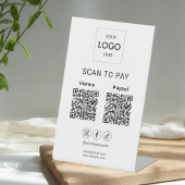 Signe De Table Analyser pour payer le code Qr du logo de l'entrep