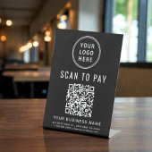Signe De Table Analyser pour payer le code QR Logo noir
