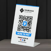 Signe De Table Analyser pour payer le code QR Paiement Logo Venmo