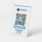 Signe De Table Analyser pour payer le code QR Paiement Logo Venmo (Recto)