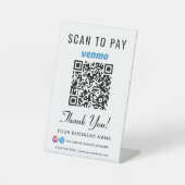 Signe De Table Analyser pour payer le code QR Venmo (Recto)