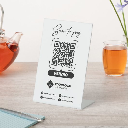 Signe De Table Analyser pour payer le code QR Venmo Paiement (In SItu)