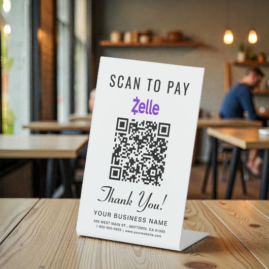 Signe De Table Analyser pour payer le code QR Zelle