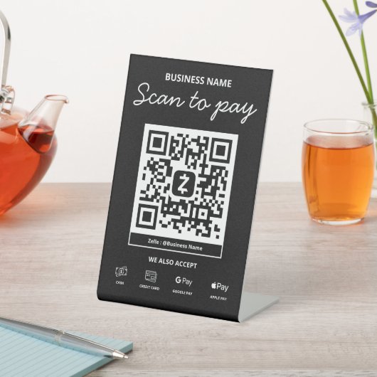 Signe De Table Analyser pour payer le code QR Zelle & More (In SItu)