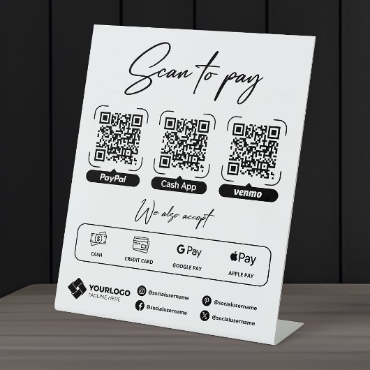 Signe De Table Analyser pour payer le paiement du code QR de sign