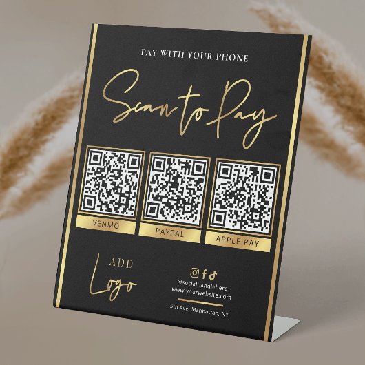 Signe De Table Analyser pour payer Logo Black & Gold Paiement 3 c