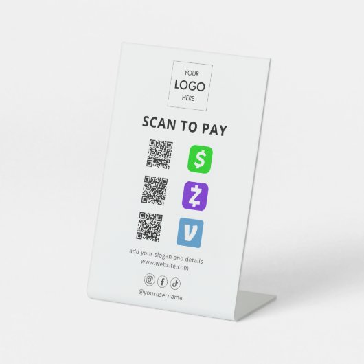 Signe De Table Analyser Pour Payer Logo D'Entreprise Code Qr Sign (Recto)