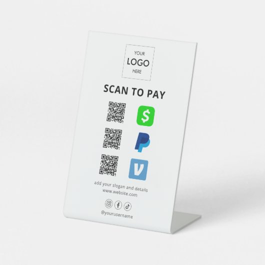 Signe De Table Analyser Pour Payer Logo D'Entreprise Code Qr Sign (Recto)
