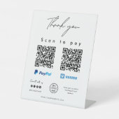 Signe De Table Analyser pour payer Logo Paypal Venmo QR Code Merc (Recto)