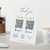 Signe De Table Analyser pour payer Logo Paypal Venmo QR Code Merc (In SItu)