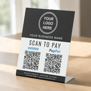 Signe De Table Analyser pour payer Paypal Venmo QR Codes Logo Noi