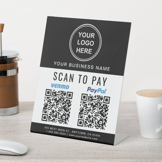 Signe De Table Analyser pour payer Paypal Venmo QR Codes Logo Noi (In SItu)