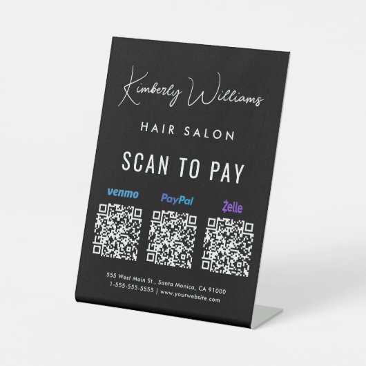 Signe De Table Analyser pour payer Paypal Venmo Zelle QR Code Ent (Recto)