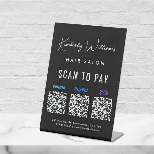 Signe De Table Analyser pour payer Paypal Venmo Zelle QR Code Ent