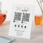 Signe De Table Analyser pour payer QR Code Modern Pink Script Bus (In SItu)