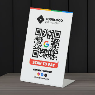 Signe De Table Analyser pour payer QR Code Paiement Google Pay Lo