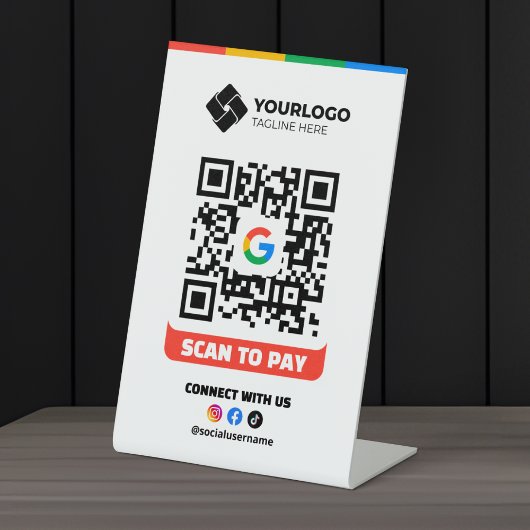 Signe De Table Analyser pour payer QR Code Paiement Google Pay Lo