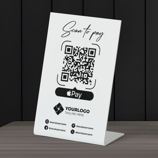 Signe De Table Analyser pour payer Signal QR Code Paiement Apple 