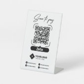 Signe De Table Analyser pour payer Signal QR Code Zelle Paiement (Recto)
