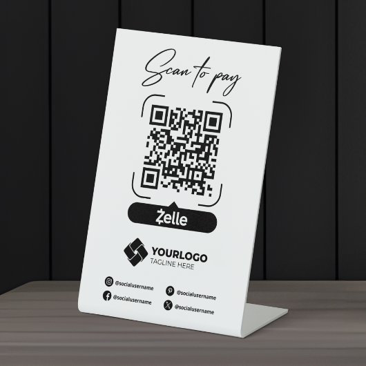 Signe De Table Analyser pour payer Signal QR Code Zelle Paiement