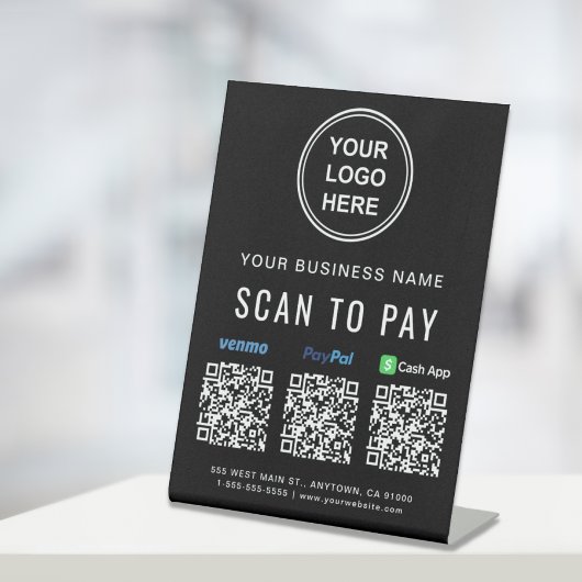 Signe De Table Analyser pour payer Venmo Paypal CashApp Code QR L