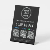 Signe De Table Analyser pour payer Venmo Paypal CashApp Code QR L (Recto)