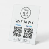 Signe De Table Analyser pour payer Venmo Paypal Code QR Logo (Recto)