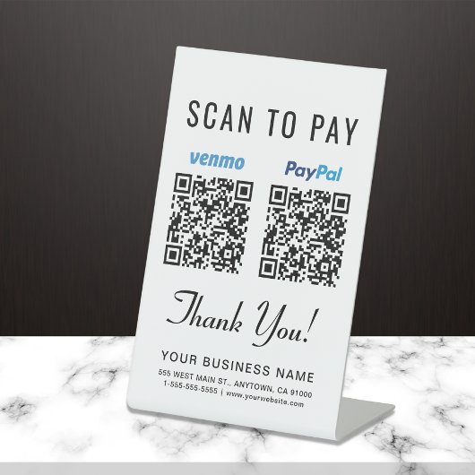 Signe De Table Analyser pour payer Venmo Paypal codes QR