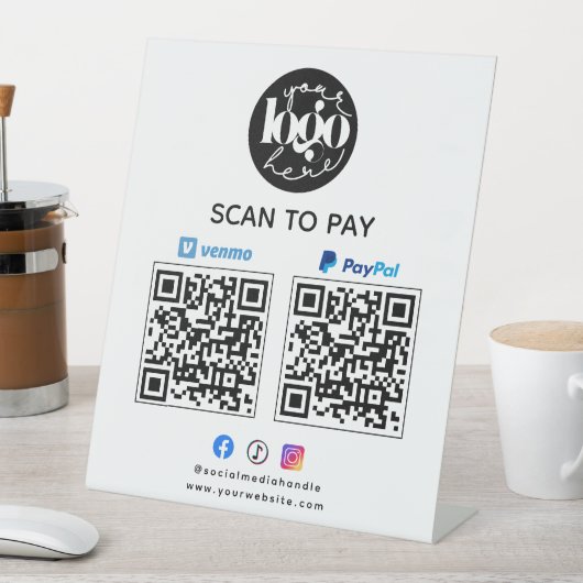 Signe De Table Analyser pour payer Venmo & PayPal QR Code Logo d' (In SItu)