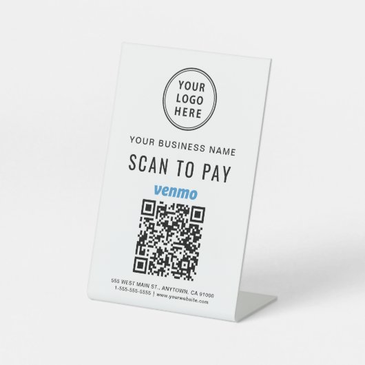 Signe De Table Analyser pour payer Venmo QR Code Logo (Recto)