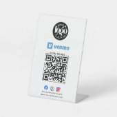 Signe De Table Analyser pour payer Venmo QR Code Logo d'entrepris (Recto)