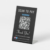 Signe De Table Analyser pour payer Venmo QR Code noir (Recto)