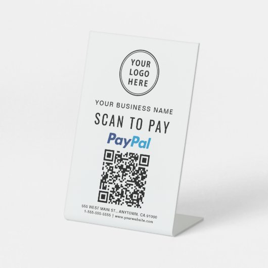 Signe De Table Analyser pour PayPal Code QR Logo (Recto)