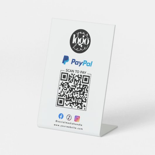 Signe De Table Analyser pour PayPal Code QR Logo d'entreprise (Recto)