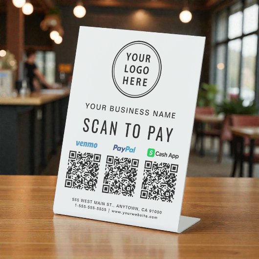 Signe De Table Analyser pour Paypal Venmo CashApp Code QR Logo