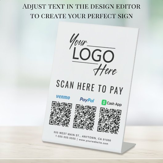Signe De Table Analyser pour Paypal Venmo CashApp Code QR Logo