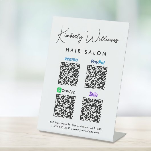 Signe De Table Analyser pour Paypal Venmo CashApp Zelle QR Code