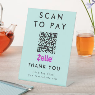 Signe De Table Analyser professionnel pour payer Zelle QR Code bl