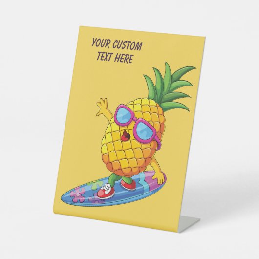 Signe De Table Ananas de navigation de texte personnalisé (Recto)