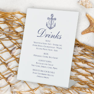 Signe De Table Ancre Marin Bleu Marine Boissons de Mariage Nautiq
