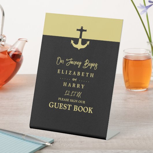 Signe De Table Ancre nautique - Black Gold - Mariage (In SItu)