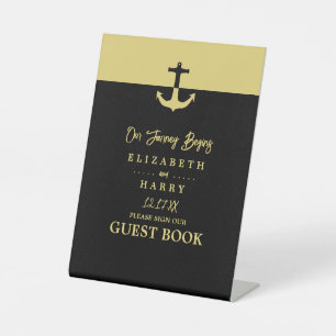 Signe De Table Ancre nautique - Black Gold - Mariage