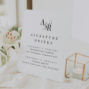 Signe De Table ANDREA Élégante signature Mariage classique Boire