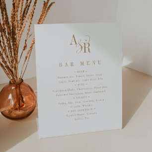 Signe De Table ANDREA Initiales Gold Simple Mariage Bar Menu Sign