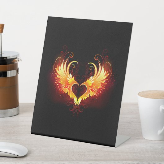 Signe De Table Angel Fire Heart with Wings (In SItu)
